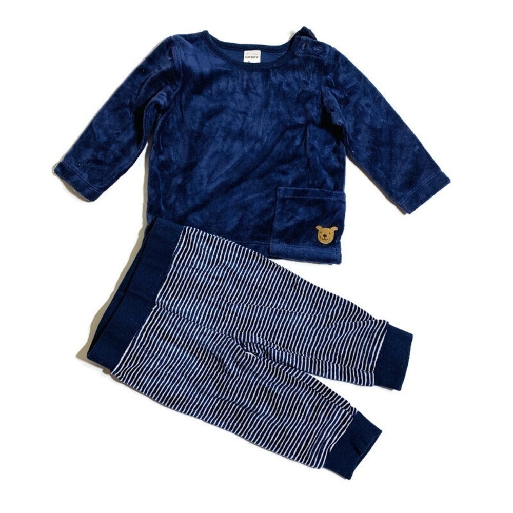 Carter’s baby boy’s‎ 9M velvet matching sweatpants and sweatshirt top